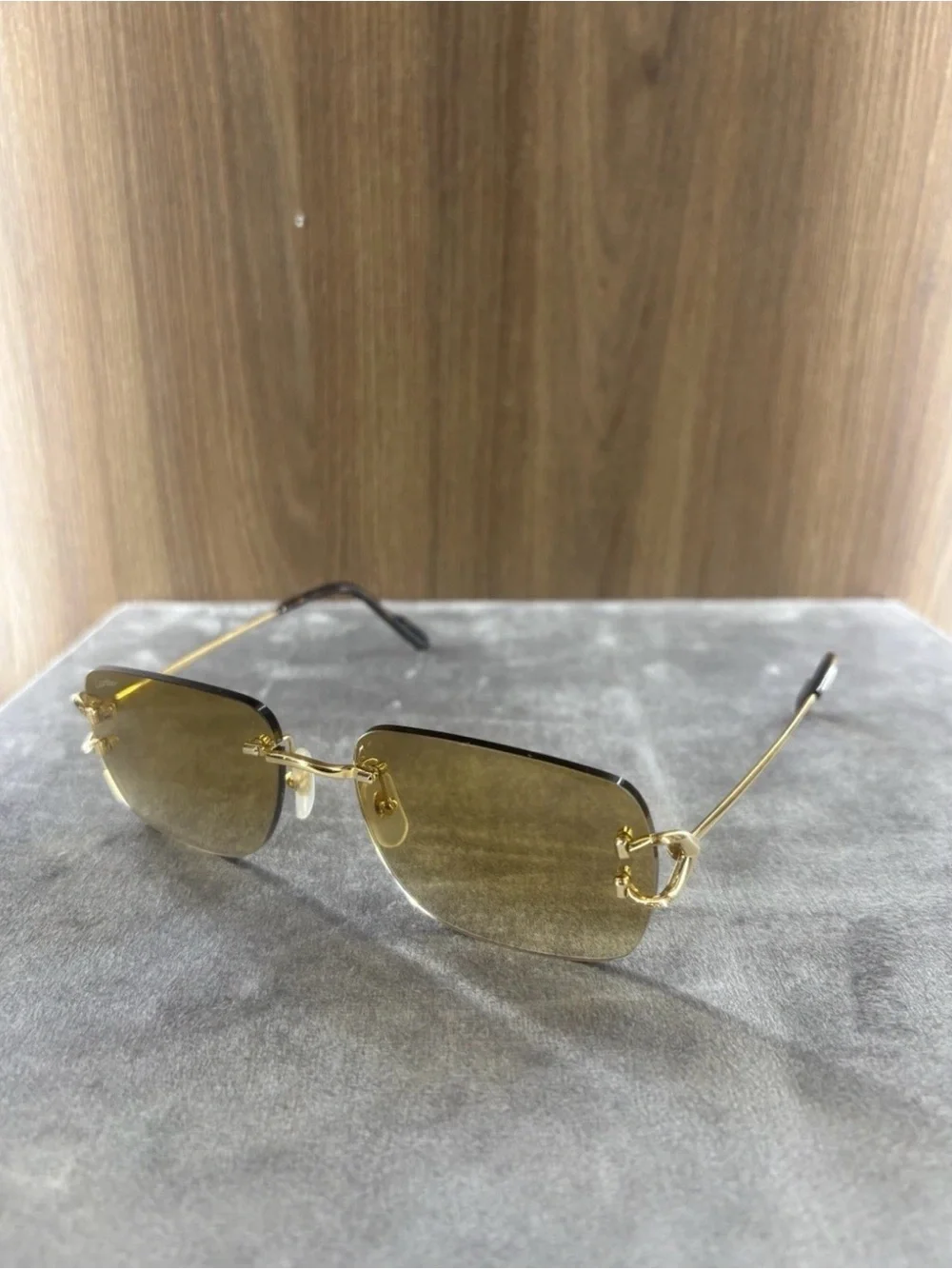 Cartier CT0330S 005 Rimless Gold Brown Gradient Sunglasses 59-19-145 w/ Case